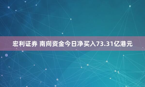 宏利证券 南向资金今日净买入73.31亿港元